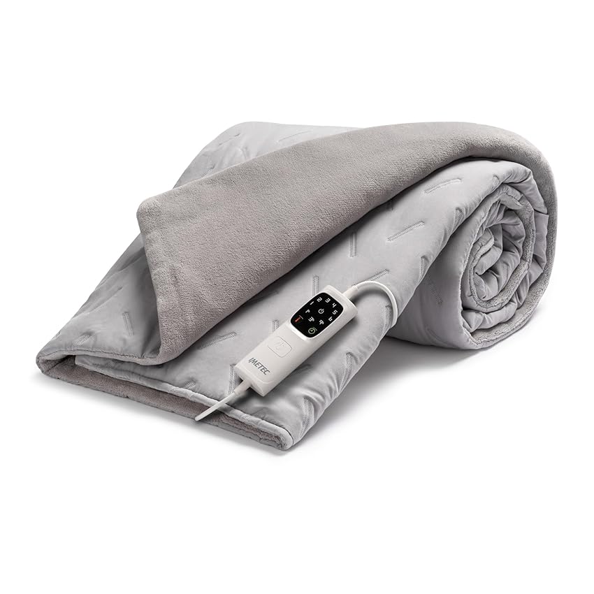 Imetec CaldoPlaid Adapto Camping, Coperta Elettrica ottima per camper, roulotte, tenda, 160x120 cm, Basso Consumo, Tecnologia Adapto, Sicura, Rapido Riscaldamento, 6 Temperature, Lavabile