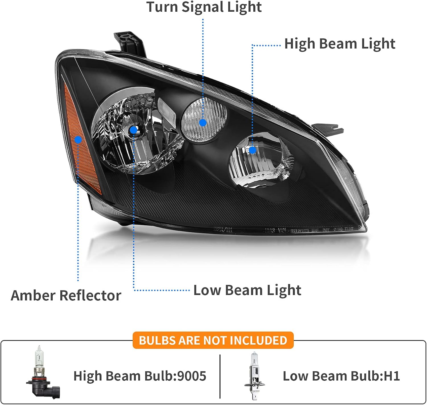 DWVO Headlights Assembly Compatible with 05 06 2005 2006 Altima Headlamp Replacement Pair Driver and Passenger Side