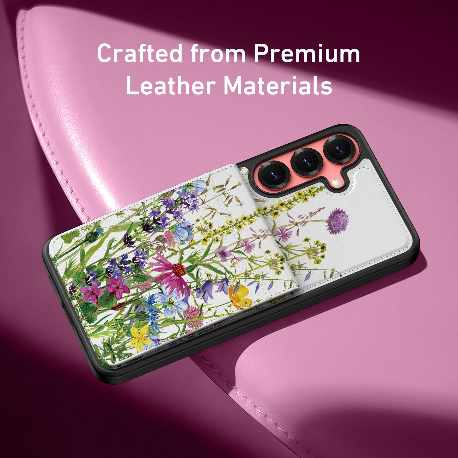 Bemal for Samsung Galaxy S25 Wallet Case with Card Holder, Fashion Printed, RFID Blocking, PU Leather Kickstand, Magnetic Closure, Shockproof Phone Cover for Women Men, Blooming Floral - Image 7