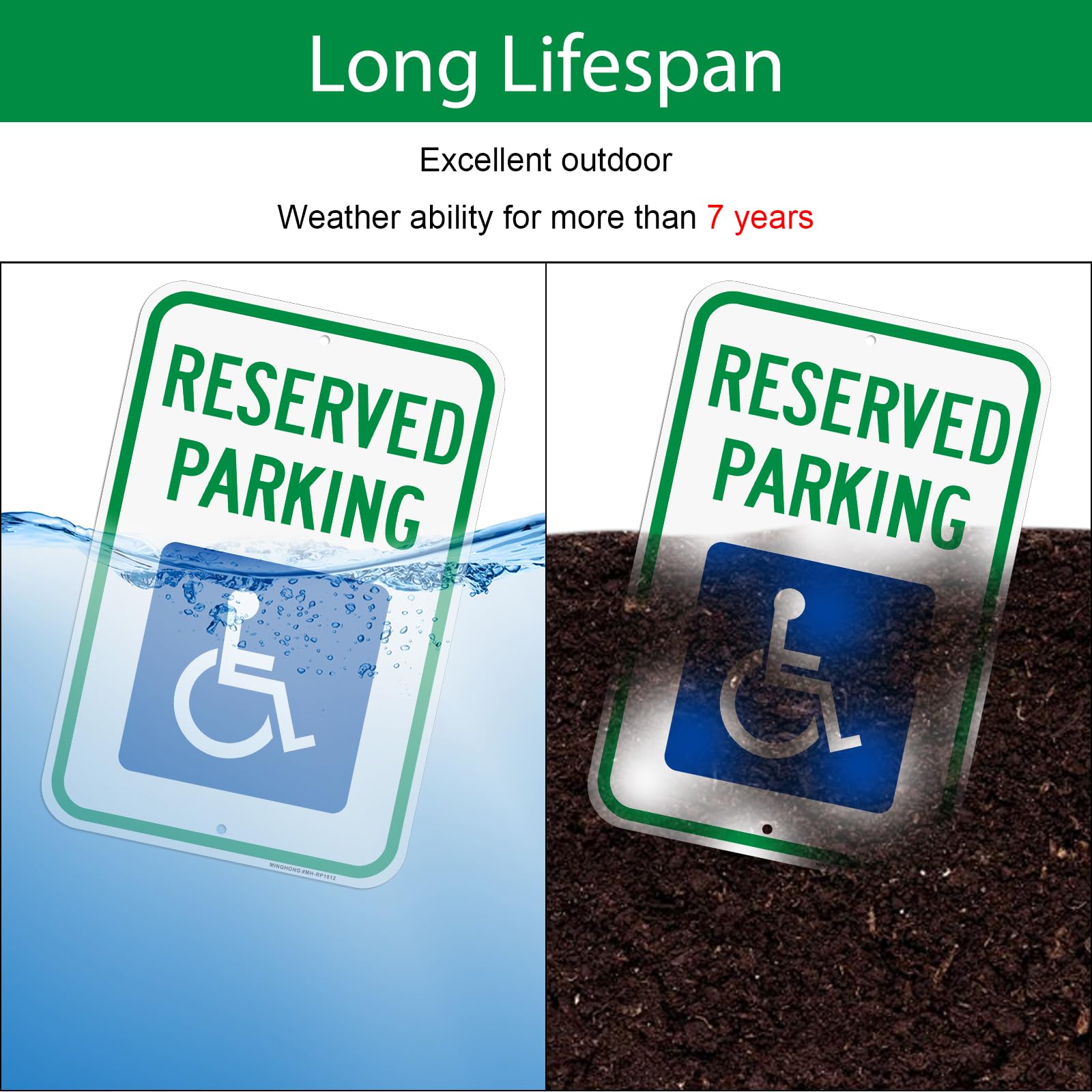 Handicap Reserved Parking Sign - 18x12 Inch Reflective Aluminum Sign With Wheelchair Symbol, Rust Resistant