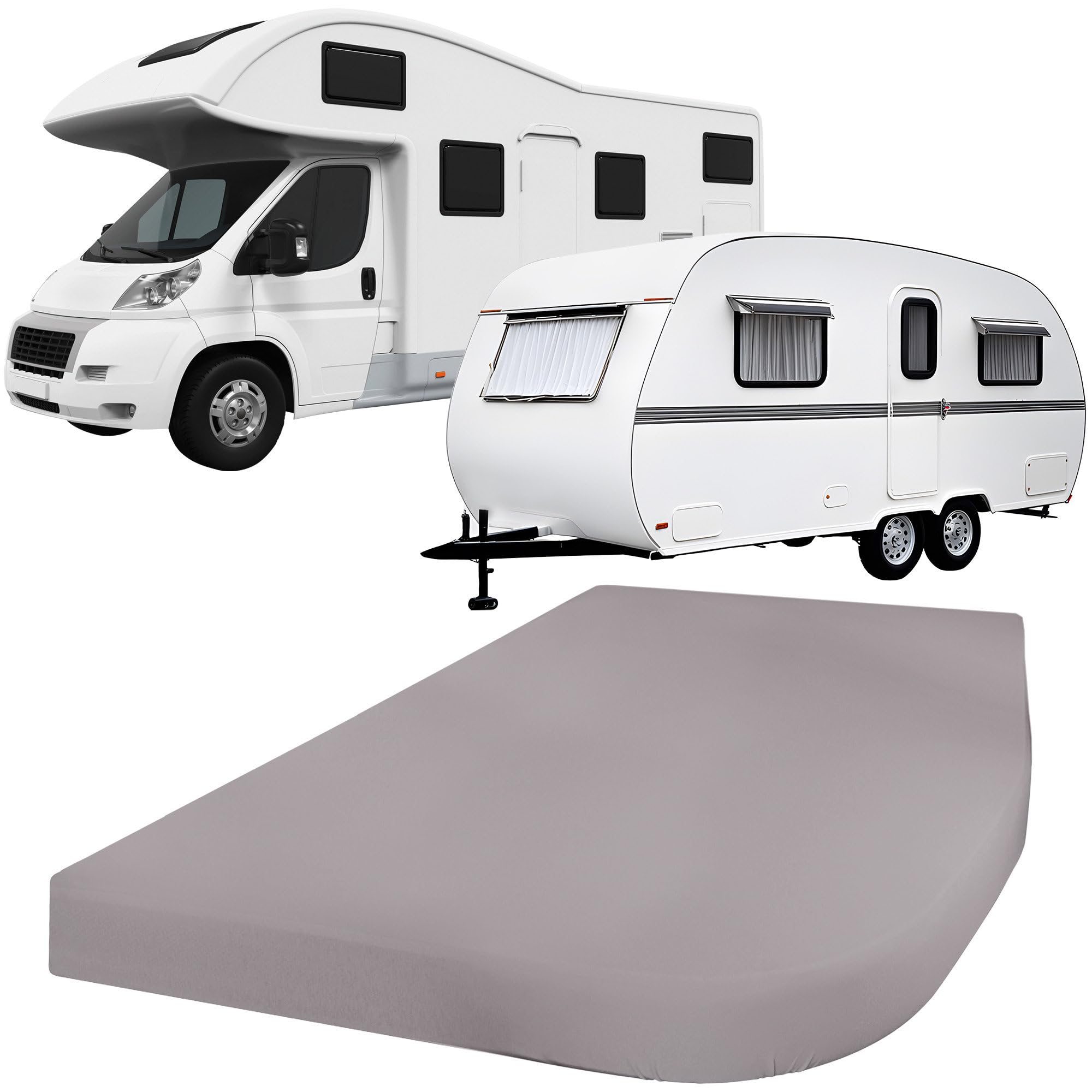 Erwin Müller Spannbettlaken für Wohnmobil, Wohnwagen, Boot - Single-Jersey, Platin Größe 145x200 cm - besonders strapazierfähig, Rundumgummi, bis 14 cm Matratzenhöhe
