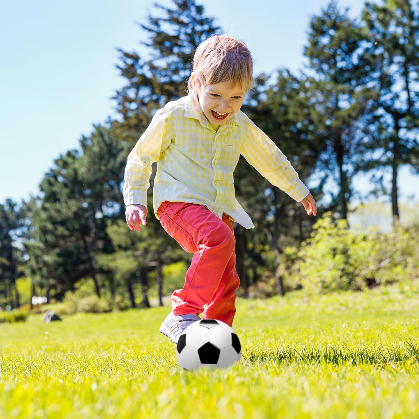 U&C Soccer Ball Size 5 Size 4 Size 3 Size 2 with Pump Deflated - 1 or 2 Pack Standard Indoor Outdoor Training Ball - Gift for Adult Youth Teens Toddlers Kids 1-3 5-8 8-12 13+ Years Old Boys Girls