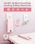 Banque de puissance de chargeur portable construite dans les câbles et la prise de mur, 10000mAh iPhone Charge rapide du pack de batterie, USB C Banque d'énergie Slim externe, Carnets de voyage compatibles avec iPhone 16 15 14 13 iPad, rose