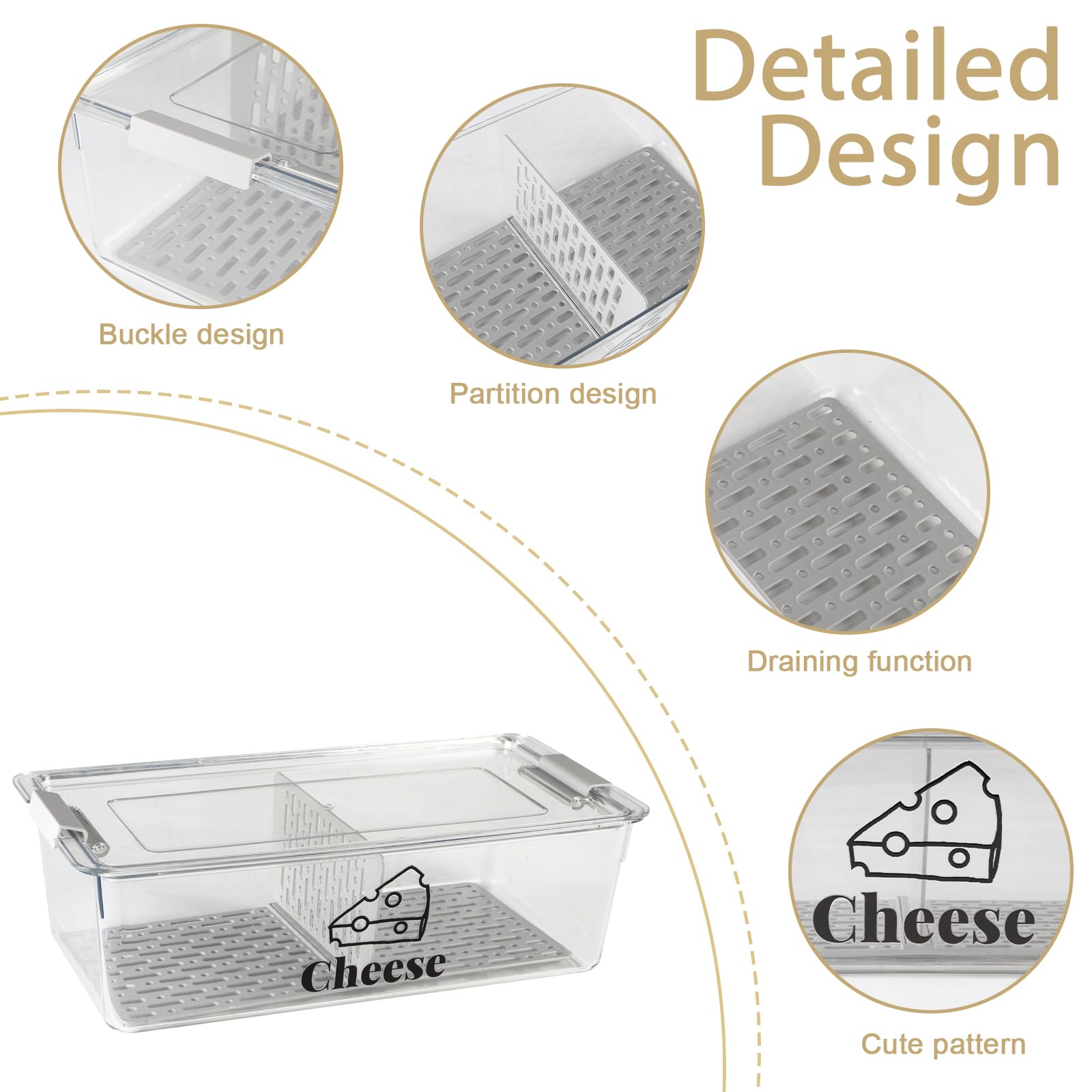 ZoeQide Käsebox Borosilikatglas - Luftdicht 22,1x16,5x6,8cm