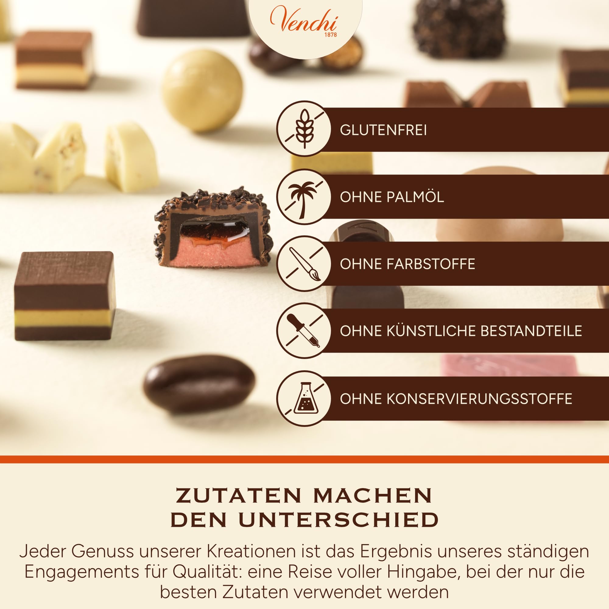 Venchi - Cremini 1878 - Dreischichtige Pralinen mit Milch-Gianduja und Mandelpaste, „Piemontesischer Haselnuss g.g.A.“, 1 kg, glutenfrei, ohne Farbstoffe und ohne Konservierungsmittel