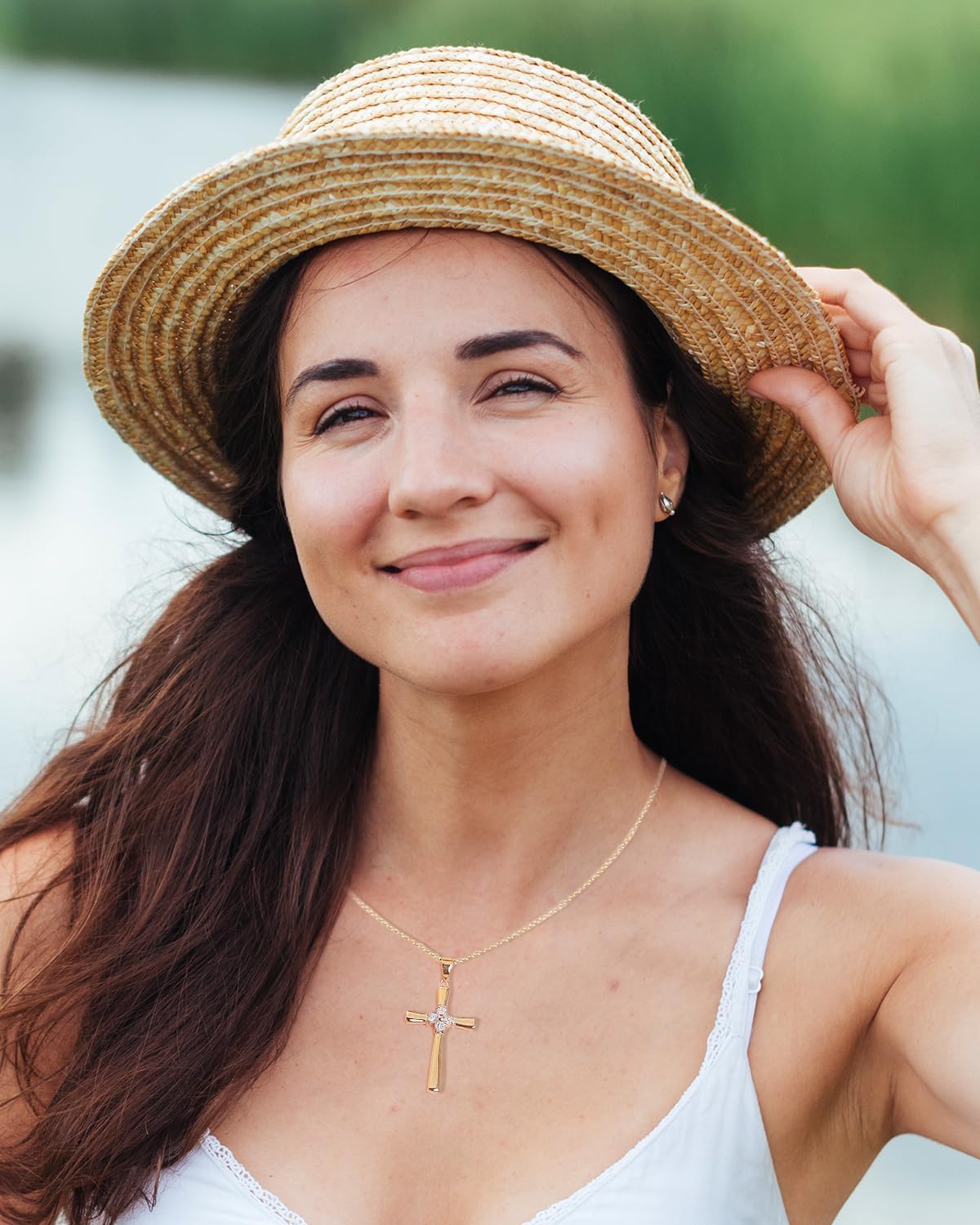 Gold Moissanite Cross Necklace for Women Wife in Light-Up Gift Box,Love Card - Women Anniversary Birthday Gifts Ideas for Wife Her Girlfriend, Christian Cross Chain Jewelry 1CT (18K Real Gold Filled) - Image 5