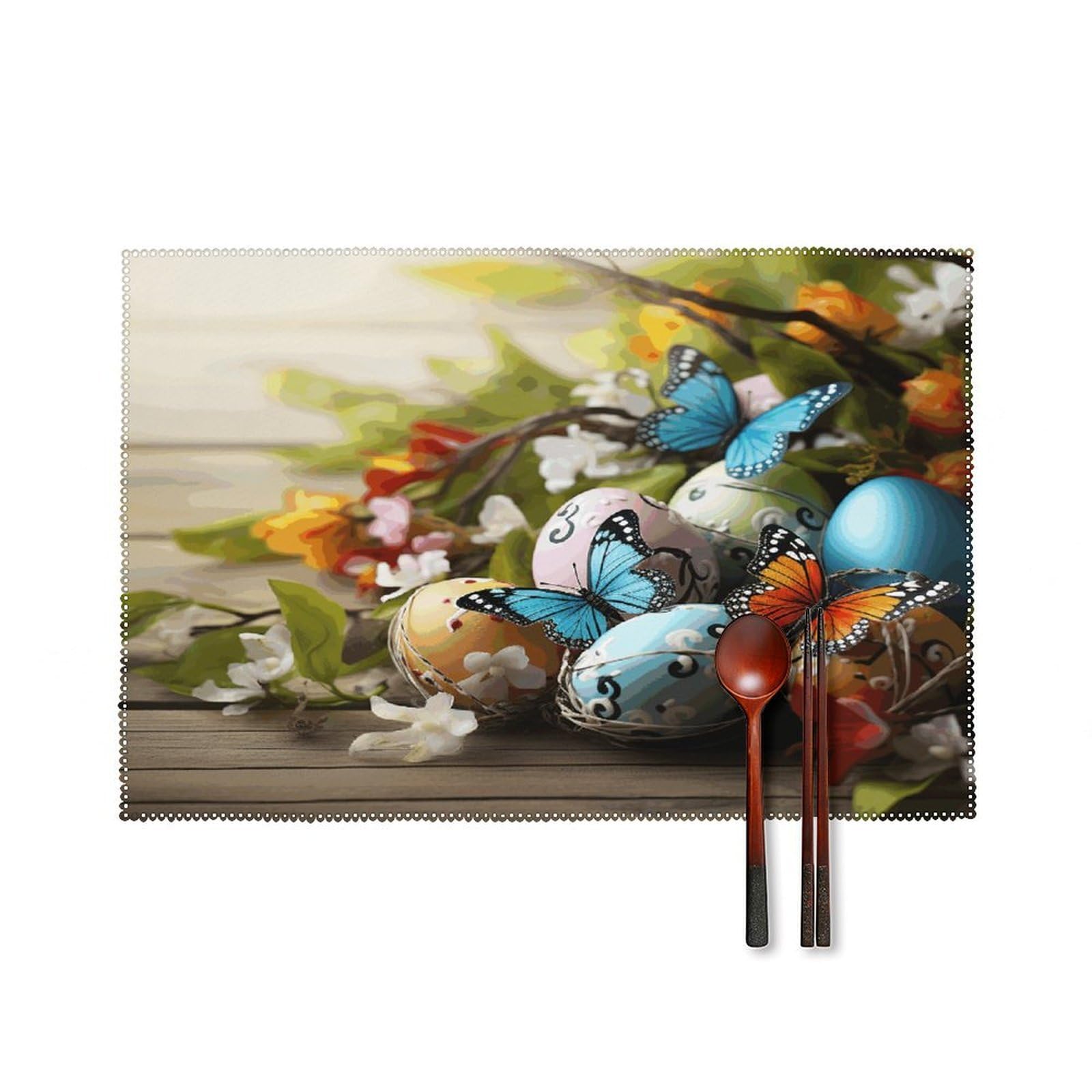 Fodpand Style Easter Eggs With Butterfly Placemats Set Of 4 Place Mats Table Mats