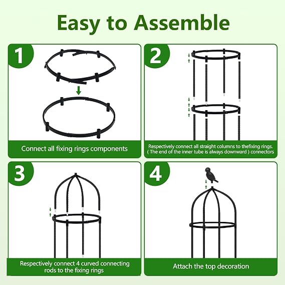 Garden Obelisks Trellis for Climbing Plants, 6FT Metal Garden Trellis, 2 Pack Plant Support for Climbing Rose, Tomato, Cucumber, Flowers, Grape, Pea, Outdoor Indoor 175cm Obelisks for Climbing Plants