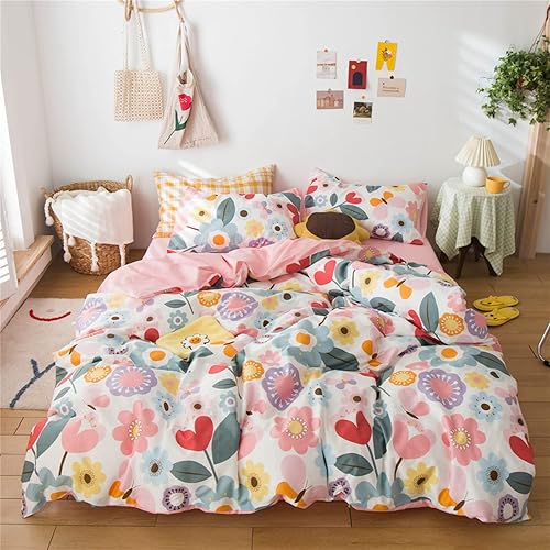 BHUSB - Juego de funda de edredón para cama individual o queen para niños, 100% algodón, 3 piezas, reversible, juego completo de ropa de cama para