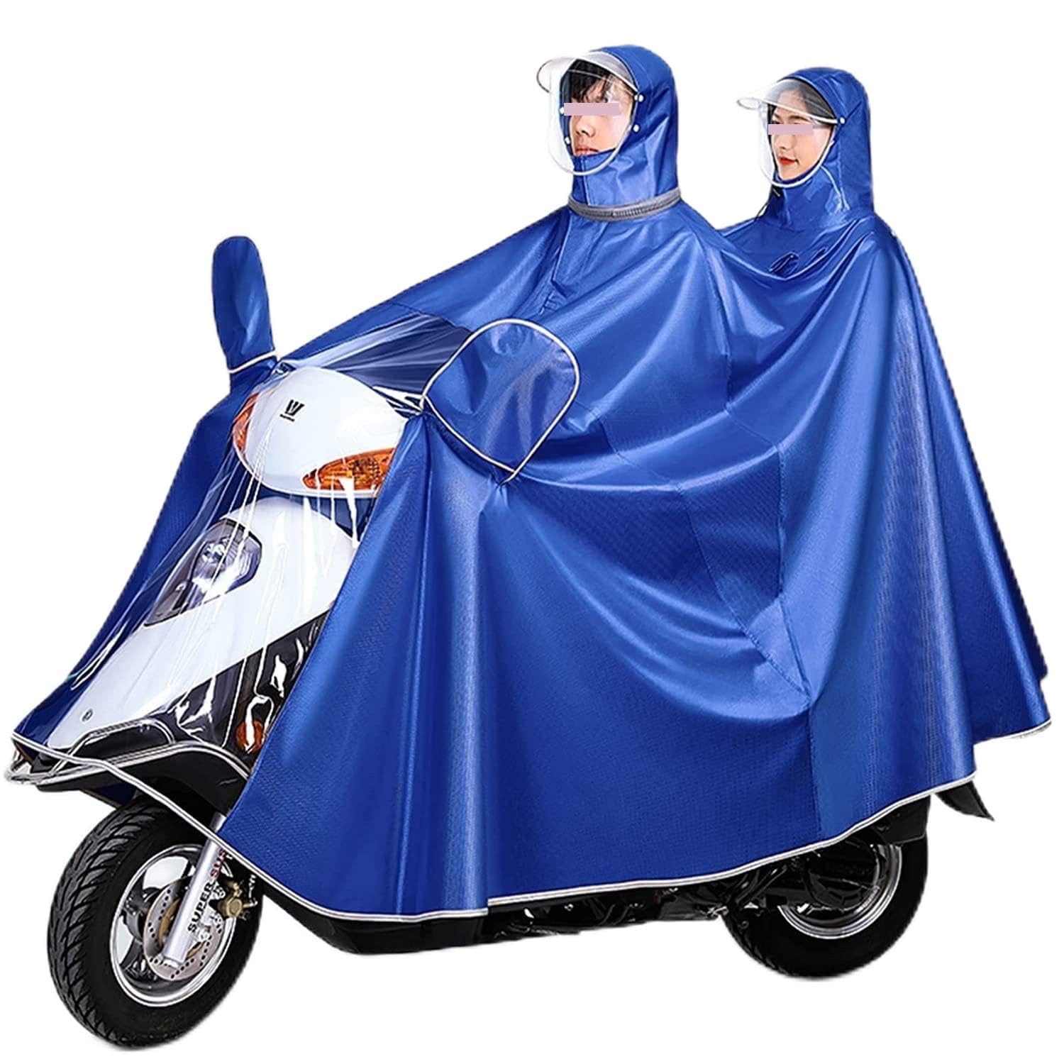 TBDdsd Cycling Raincoat, Rain Hooded Wheelchair Cover,Bicycle Double and Single Dual Use Cycling Raincoat(Blu,L)