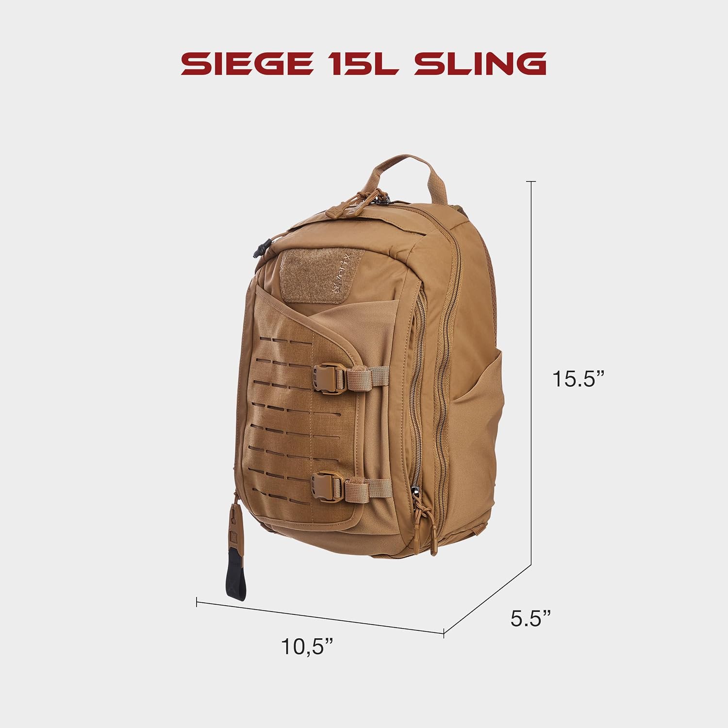Vertx Siege 15L Tactical Sling - Lightweight 330D Nylon CCW Bag, Water-Resistant, with 500D MOLLE, and Ambidextrous Design, Coyote