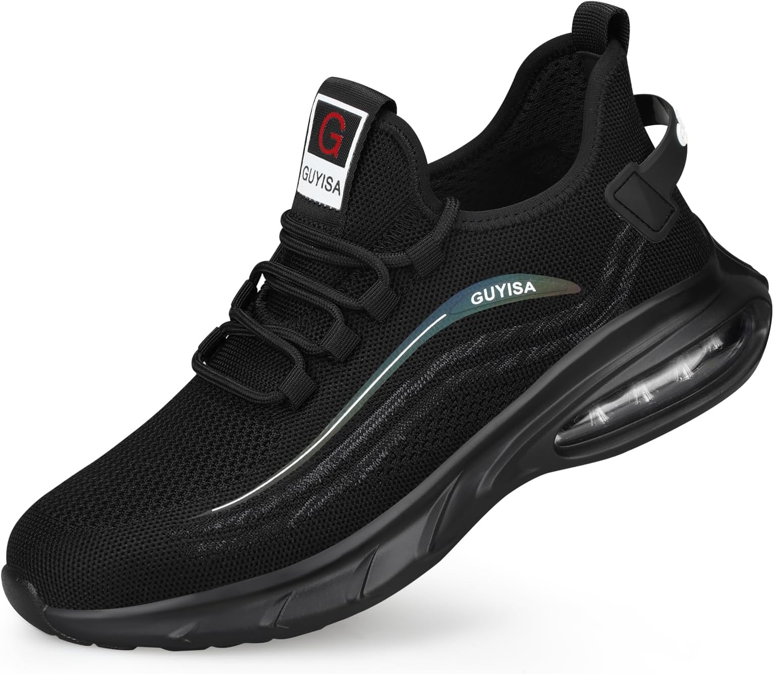 HommyFineSteel Toe Shoes for Men Lightweight Air Cushion Safety Sneakers Slip Resistant Breathable Safety Work Boots