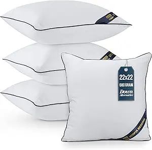 Utopia Bedding Throw Pillow Inserts (Pack of 4, White), 22 x 22 Inches Decorative Indoor Pillows for Sofa, Bed, Couch, Cushion Sham Stuffer