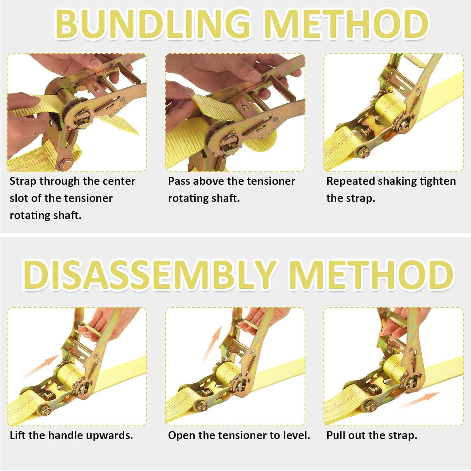 DAJAVE 4 Pack Flat Hook Ratchet Straps-2 Inch Ratchet Straps Heavy Duty 20ft Tie Down Straps Ratchet-10000 LBS Break Strength -Cargo Ratchet Strap for Moving, Flatbed, Truck, Trailers - Image 6