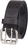 Dickies Men's Big & Tall Leather Double Prong Belt, Black, 3X (50-52)
