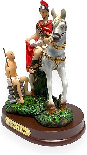Miniatura 2 de GCK Figura de San Martín de Tours Caballo Blanco Imagen San Martín Caballero de 5 pulgadas