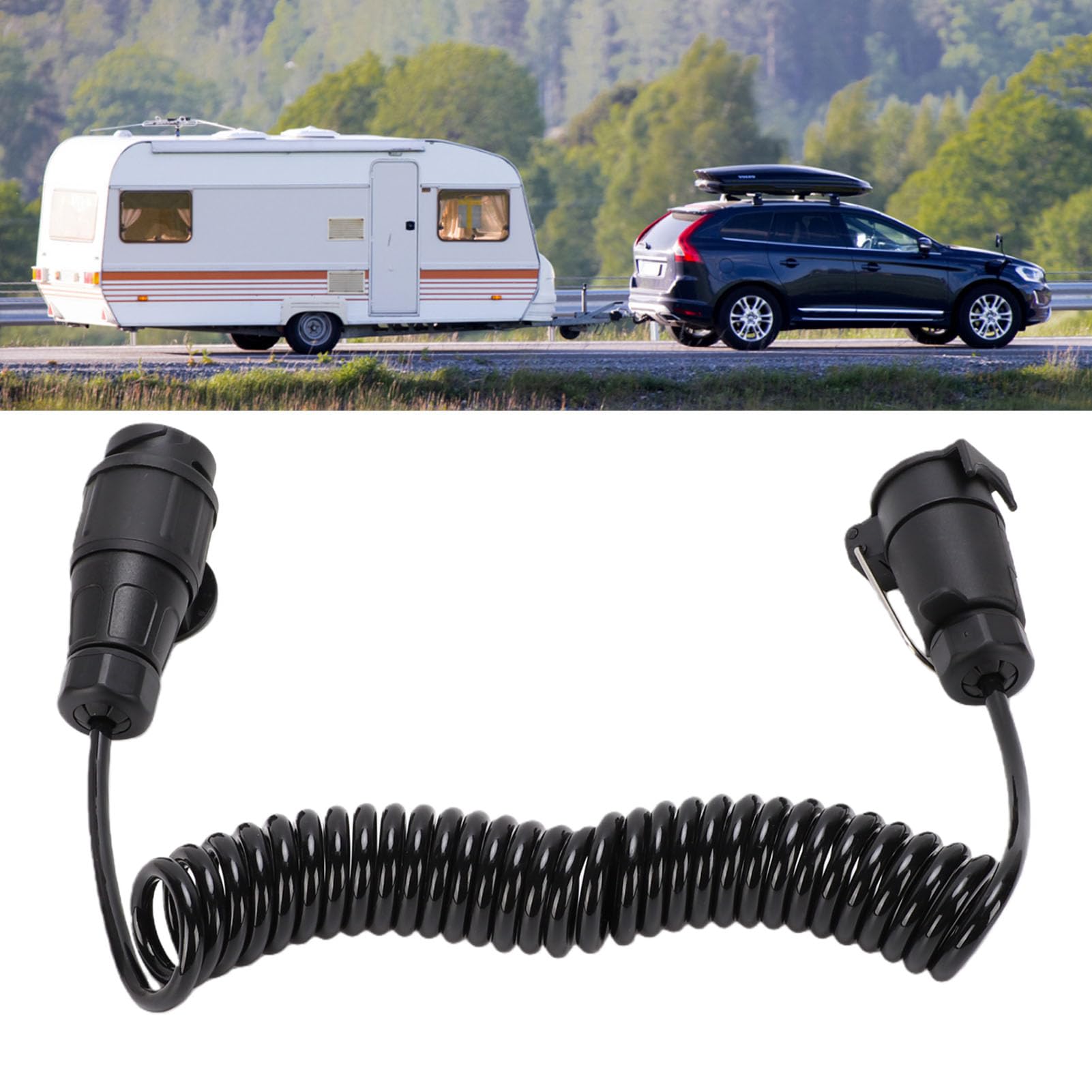 Fabater 7-Wege-Anhängerstecker-Kabelbaum, 9,84 Fuß 13-poliges auf 7-poliges Anhänger-Verlängerungskabel, Universeller Kabeladapter mit Plug-and-Play-Installation für Anhänger, Wohnmobile, LKWs,