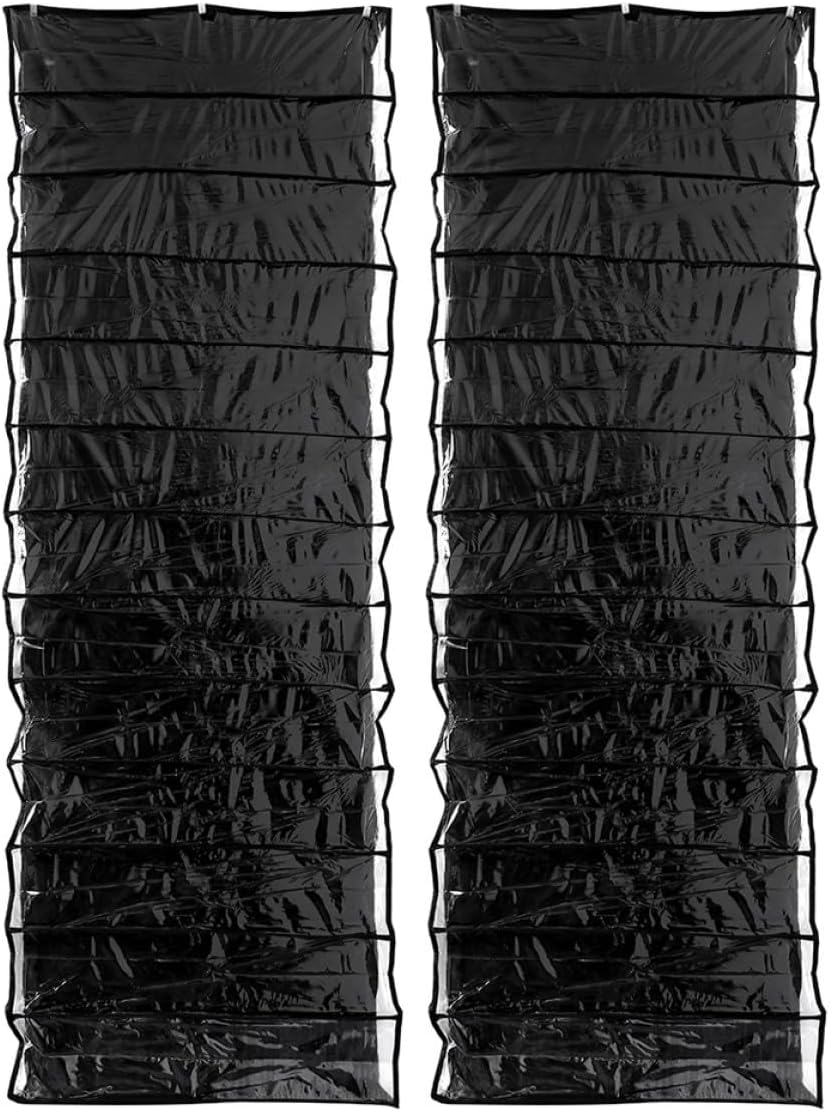 2PCS Pocket Over Door Shoe Organizer Hanging Storage Rack for Closet Space Saver with Hooks Large Capacity Holder for Shoes Slippers Scarves Easy Assembly Black