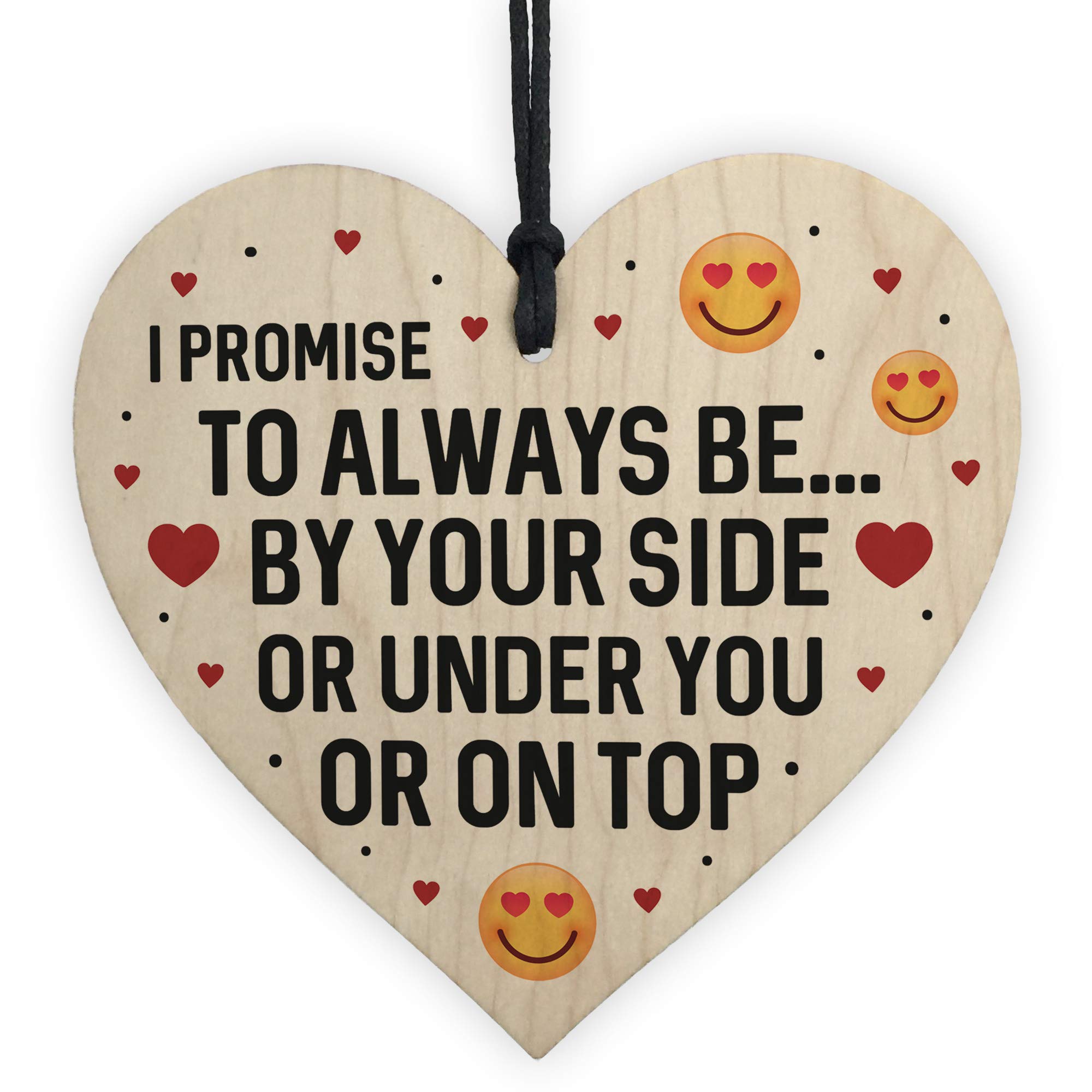 Red Ocean Rude Valentines Day Anniversary Wooden Heart Sign For Boyfriend Husband For Him