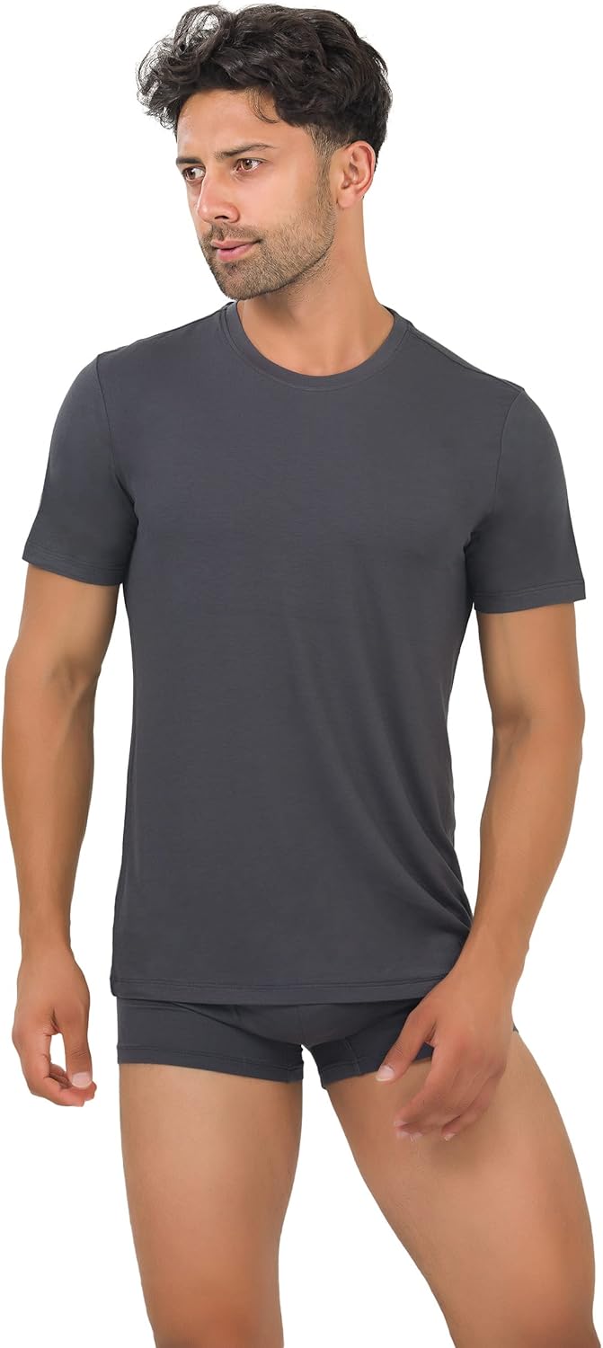 Men's T-Shirts Rayon Made from Bamboo - Modern Fit, Moisture Wicking Undershirt - Crewneck/V-Neck Tees, 3-Pack - Image 5