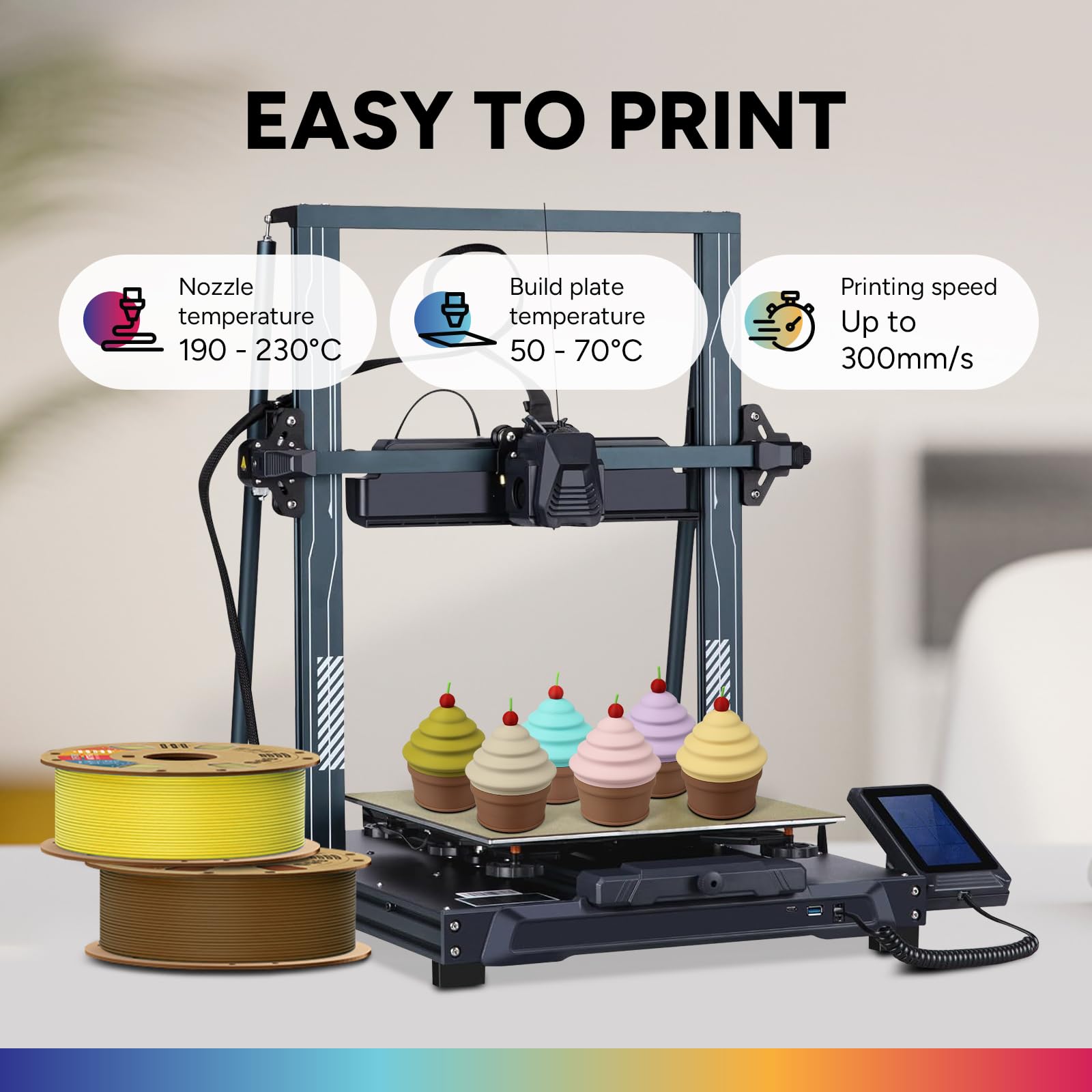 OVERTURE Filamento Matte PLA 1.75mm, 1kg Bobina (2.2lbs) Opaco PLA Filamenti per Stampante 3D, Neatly Wound Filamento Precisione Dimensionale +/- 0.02 mm, Matte Giallo