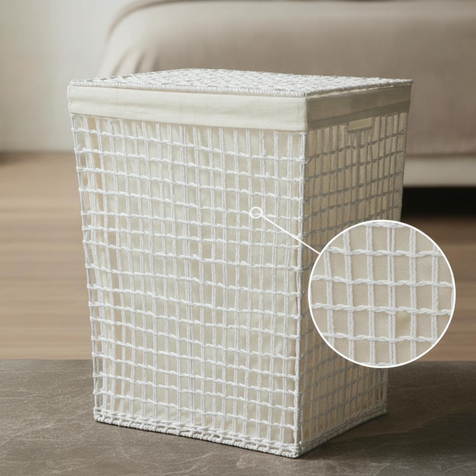Cesta Tejida con Tapa corativa Cesto con Tapa corativo Organizador para Lavanría, Armario
