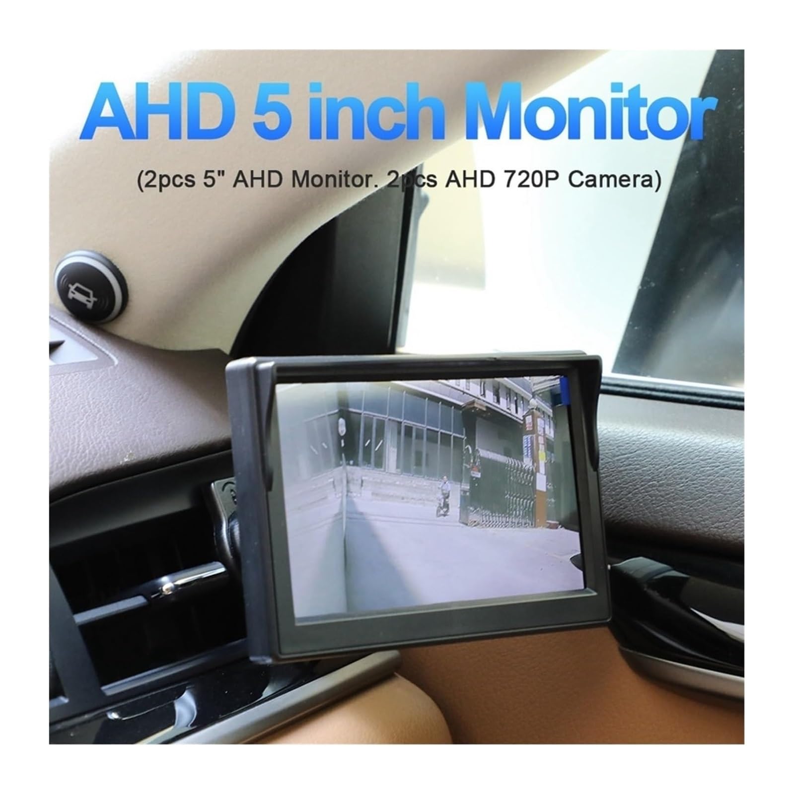 Sicherungskamera Mit 2 720P HD Nachtsicht Seitenansicht Schwarz + Weiß Auto AHD 5 Zoll Digital Monitor Spiegel System Rückfahrkamera