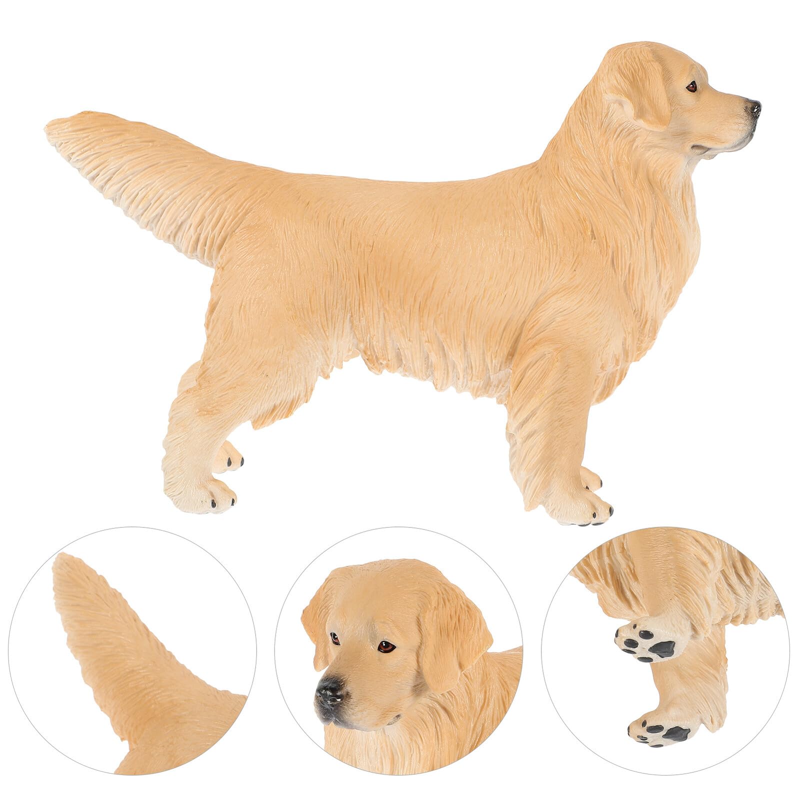 TOYANDONA Figura Decorativa per Bambini Golden Retriever in Plastica Beige, Giocattolo Animale Realistico come Regalo lo Sviluppo Precoce