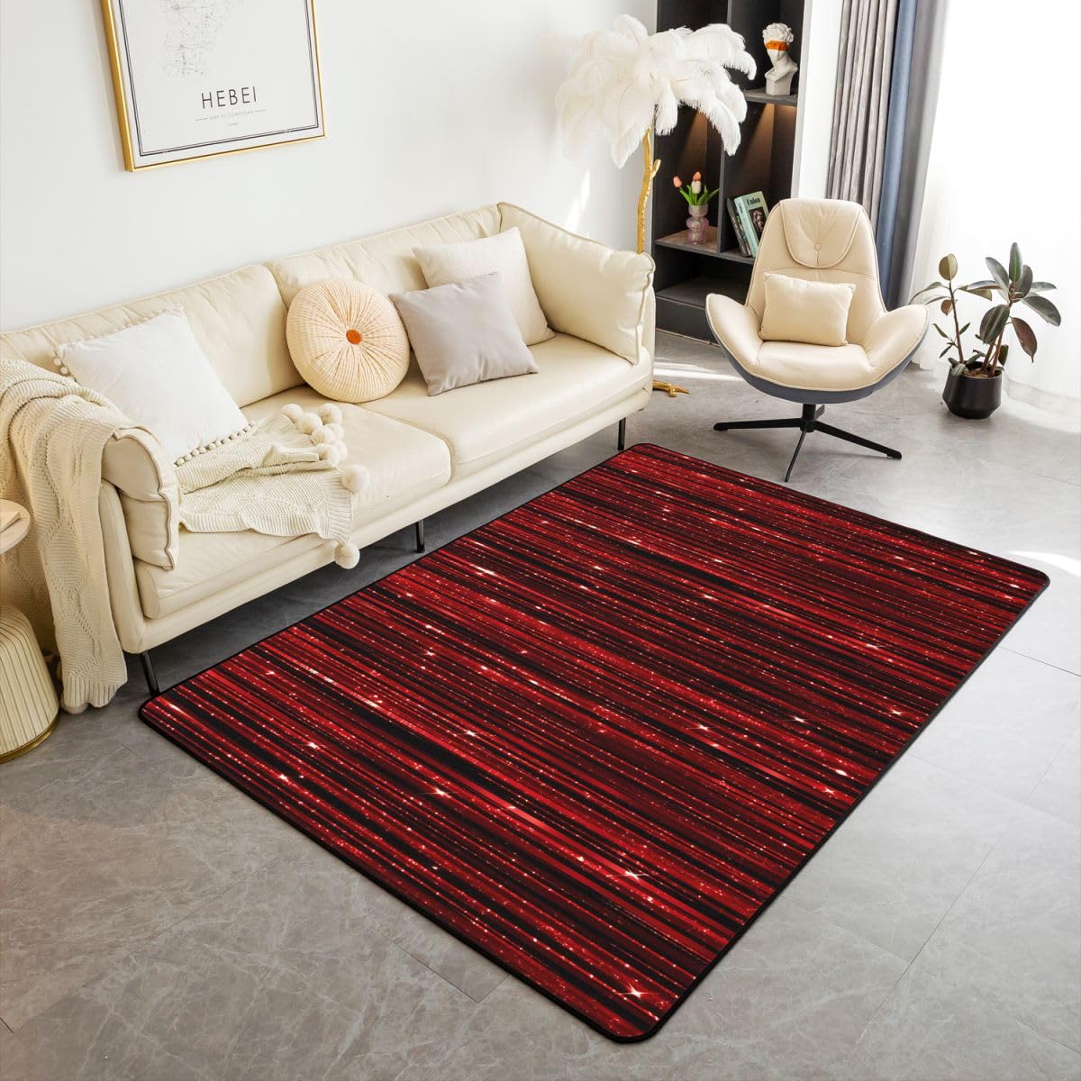 Loussiesd Czerwony dywan w paski ombre 150 x 200 cm