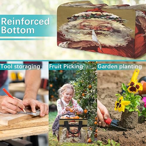 Miniatura 7 de Santa Claus Feather Garden Tool Tote Bag for Women Men Gardening Tool Storage Bags with 10 Pockets Standable Garden Home Tool Kits Organizer for