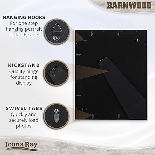 Miniatura 3 de Icona Bay Marco de fotos color gris pony de 11 x 14 pulgadas, estilo rústico campestre, marco de fotos de 11 x 14 pulgadas, soporte de mesa o pared,