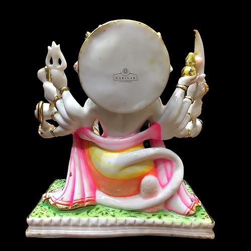 Miniatura 6 de Estatua de Hanuman Murti de 12 pulgadas de hoja de oro grande Panchmukhi Hanuman mármol bendición 5 caras Hanuman figura Hanuman mono hindú dios de