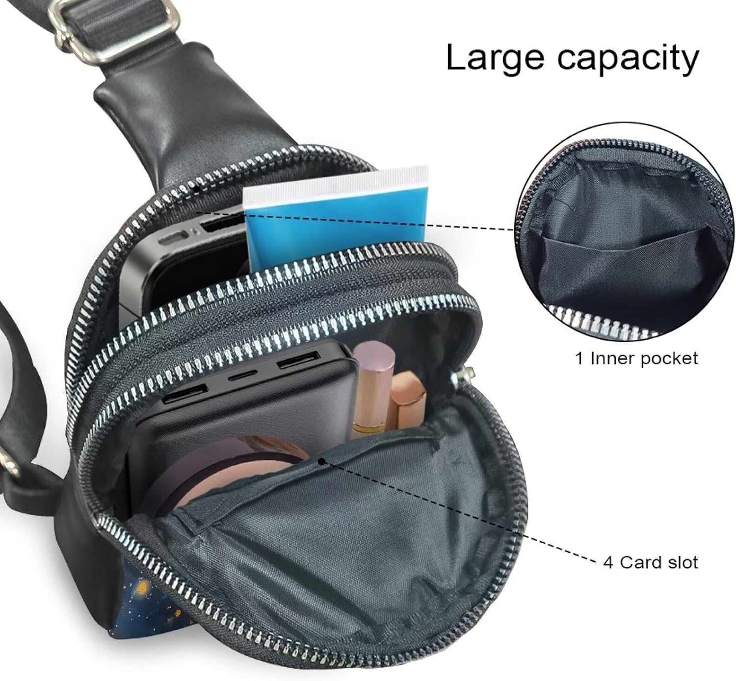 Crossbody Bags for Women, Leather Hobo Bags for Women Leather Crossbody Bags for Women Sturdy Purse Crossbody Handbag for Travel Outdoors Starry Sky Deer