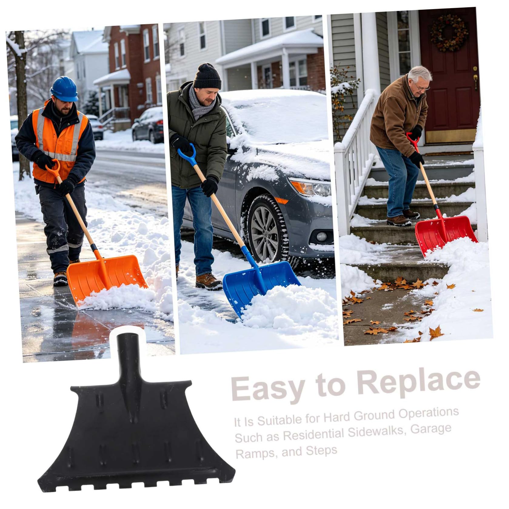 Beaupretty Pala Quitanieves, Pala de Nieve para Coche y Garaje, Acero al Manganeso, Mango Ergonómico, Amplia Superficie, para Eliminación de Hielo en Carretera y Retirada de Nieve en Áreas