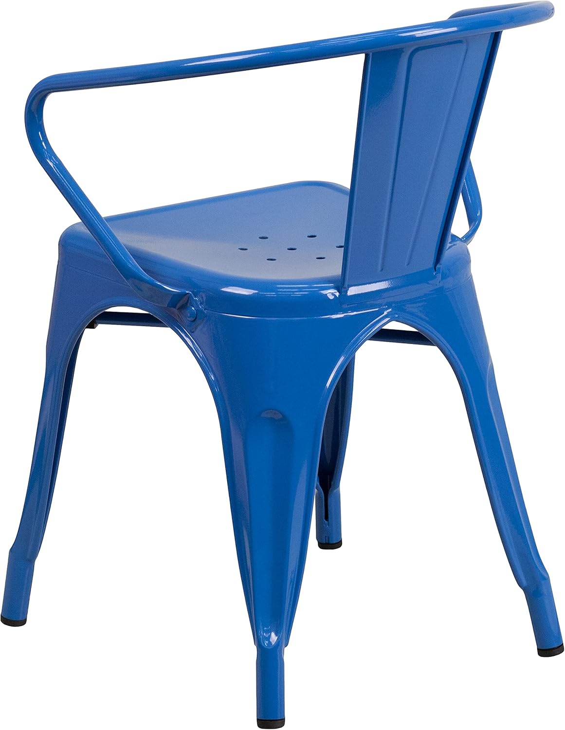 Flash Furniture Roy Commercial Grade 4 Pack Blue Metal Indoor-Outdoor Chair with Arms