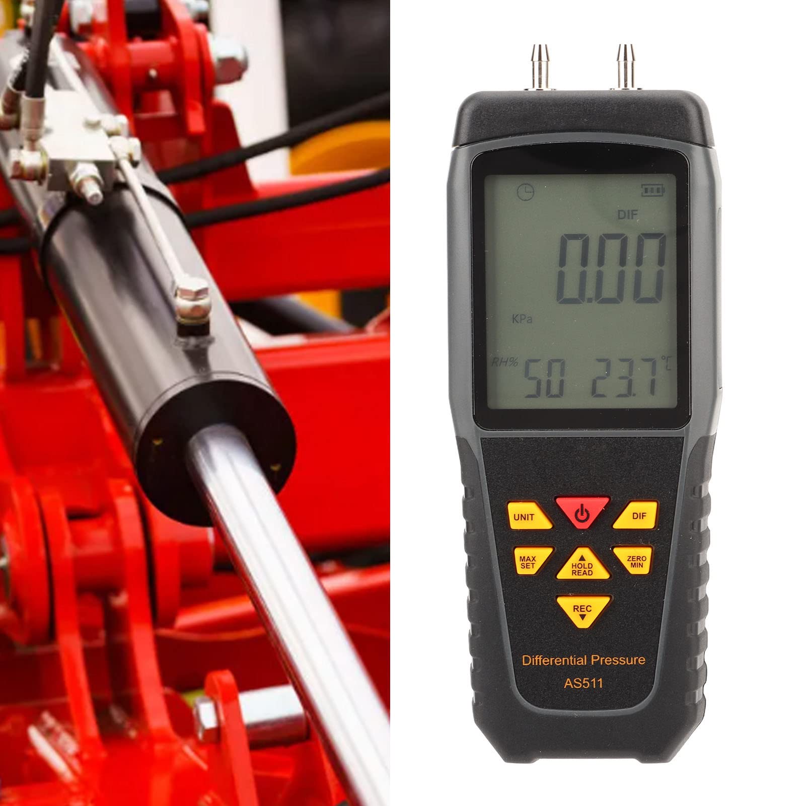 EMUKOEP Medidor de Prueba de Presión Diferencial, Medidor de Sensor Digital, Mano Inteligente para Aire y Gas con Retroiluminación LED
