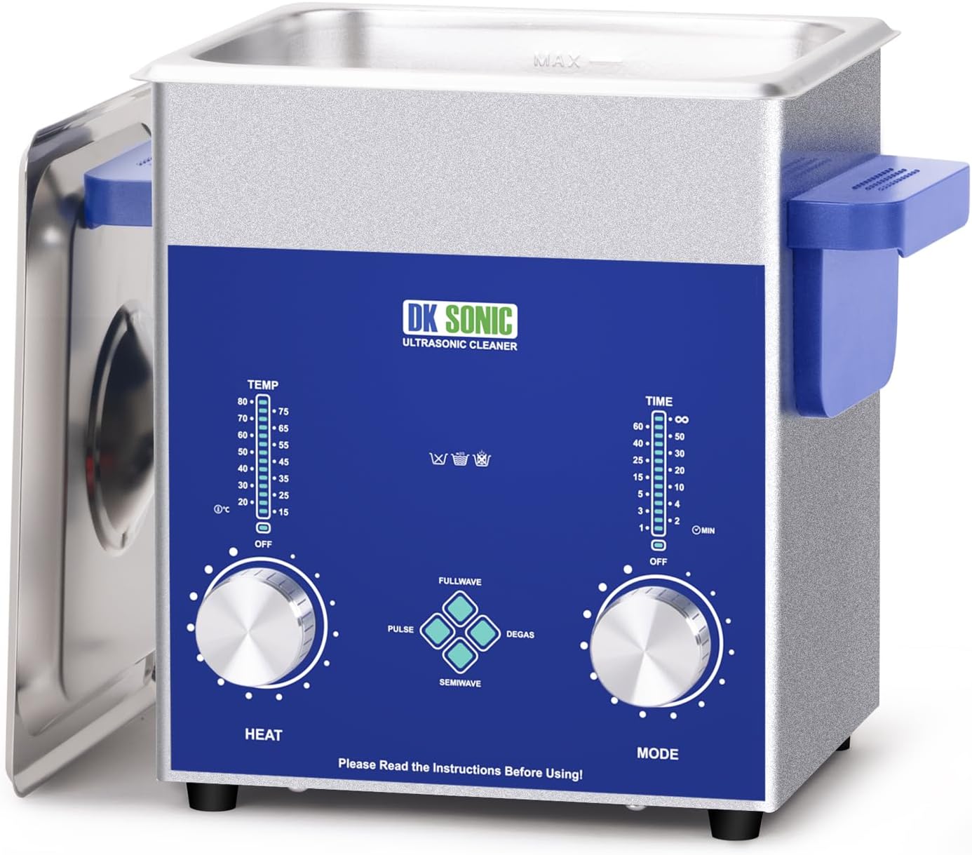 DK SONIC Industrial Ultrasonic Cleaner 2L,60W Commercial Ultrasonic Jewelry Cleaner with Encoded Timer, Heater& Basket, Multi-Application for Jewelry, Glasses, Chains, Watches