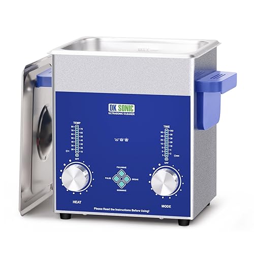 DK SONIC Limpiador ultrasónico industrial 2L, limpiador ultrasónico comercial de 60W para joyería con temporizador codificado, calentador y cesta,