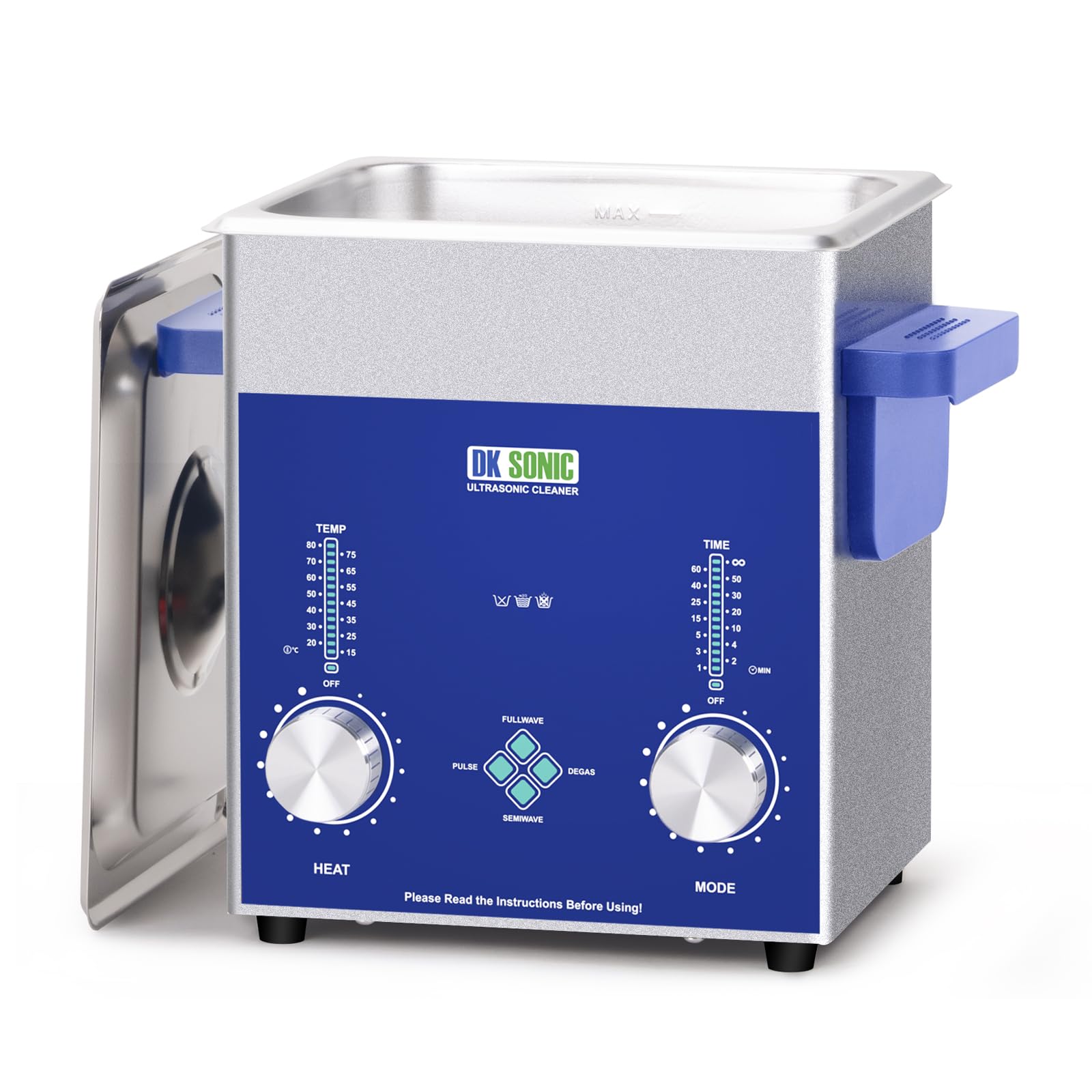 DK SONIC Industrial Ultrasonic Cleaner 2L,60W Commercial Ultrasonic Jewelry Cleaner with Encoded Timer, Heater& Basket, Multi-Application for Jewelry, Glasses, Chains, Watches