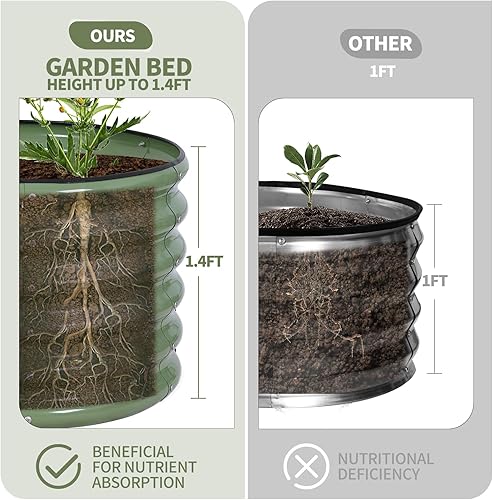 Miniatura 6 de Permade Cama de jardín elevada galvanizada  Cajas de metal de 4 x 2 x 1.4 pies para exteriores  Kit de cama elevada de acero ovalado para jardinería