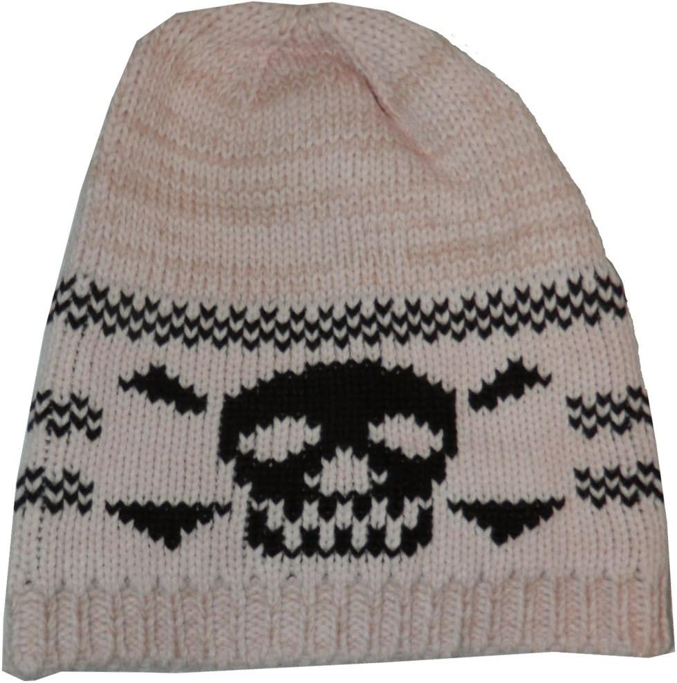 Slouchy Beanie Slouch Skull Hat Ski Hat Snowboard Hat Ribbed Beanie,One Size,Pink Skull