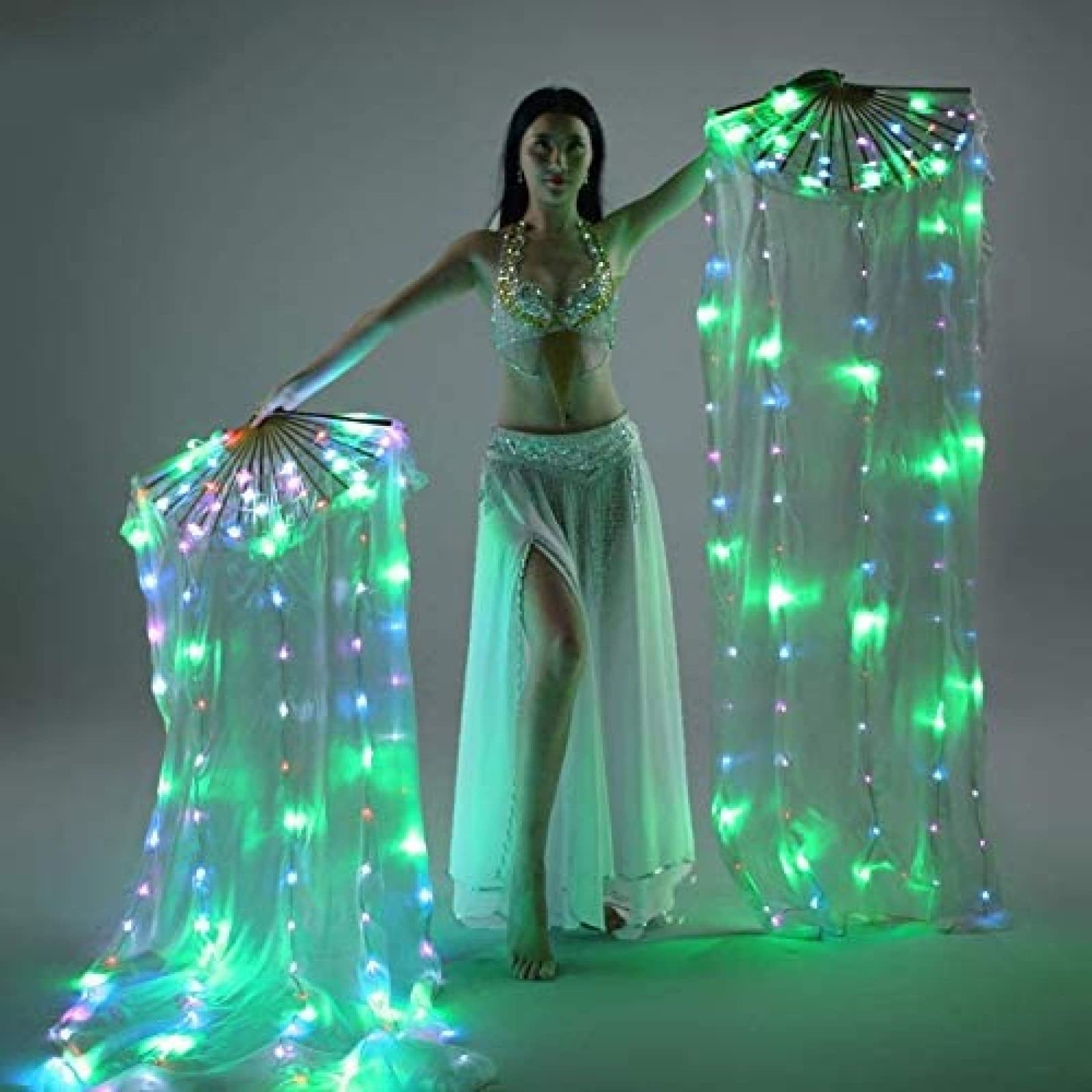 ❤️匿名配送❤️omshanti ファンベール 150cm ベリーダンス Amazon.co.jp: ベリーダンス LED ファンベール、1.8 ロング竹ファン
