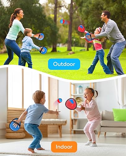 Miniatura 6 de Toss and Catch Ball Game Set,Toddler Baseball Glove Sticky MittYard Games Beach Toys,Paddle Ball Family Backyard Games,Outdoor Game for Kids 3 4 5 6