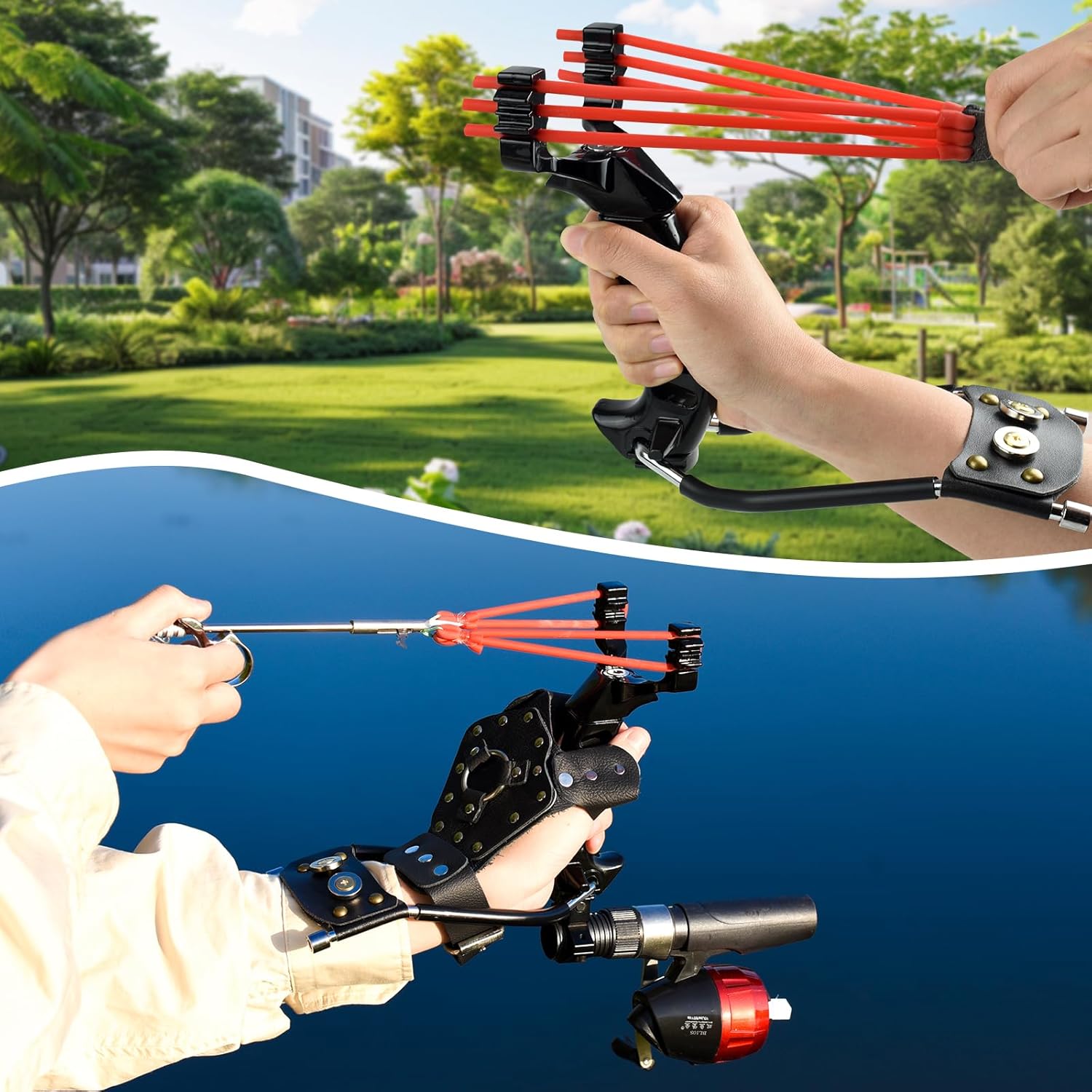 Slingshot,Wrist Support RocketFishing and Hunting,Dual Purpose Slingshot forHunting Hand (Black Right)