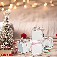 Vista 7 de Cajas de regalo blancas de 6 x 6 x 6 pulgadas con tapas, 12 hermosas cajas blancas cuadradas con cinta, perfectas para bodas, Navidad, cumpleaños