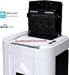 Aurora Professional Grade 120-Sheet Auto Feed Micro-Cut Paper and Credit Card Shredder with 5 Gallon Pullout Basket / 30 Minutes/Security Level P-4 (White/Black)