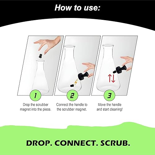 Miniatura 6 de El limpiador de vidrios el limpiador magnético de vidrio para todos los dispositivos de vidrio, tuberías de agua, tubos de vidrio y vasos únicos,