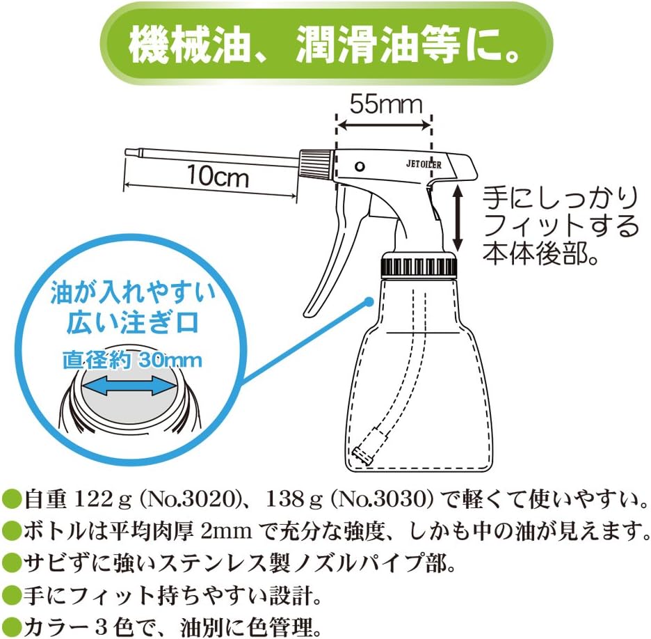 Furu Pura NO.3020 Full Plastic Jet Oiler, High Performance Pistol Oiler, Green, 7.8 fl oz (200 ml)