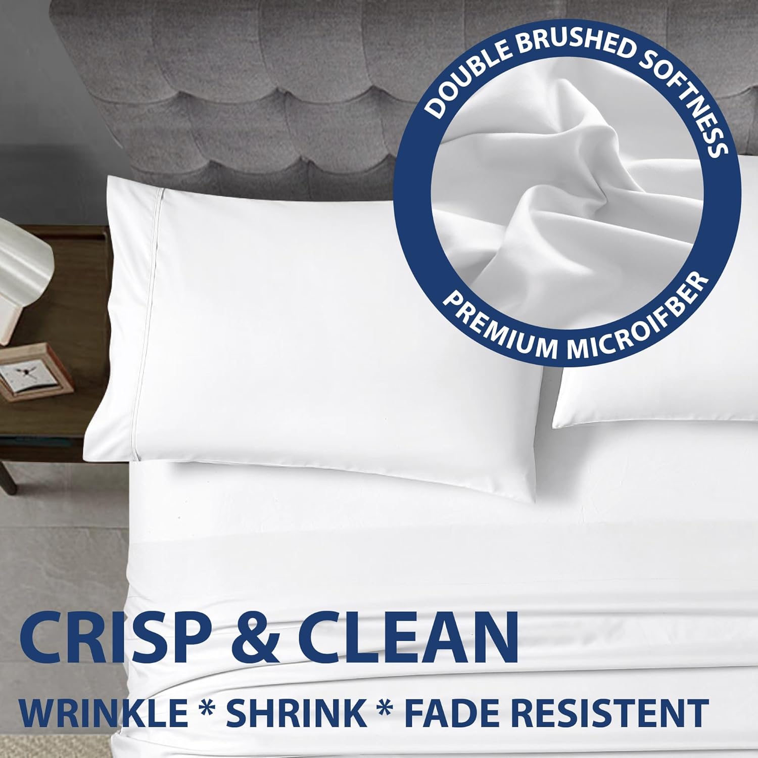 Cathay Home Hospitality 2-Piece King Pillowcase Set Hotel Collection - King & Cal King - Wrinkle & Fade Resistant Double Brushed Ultra Soft Microfiber - White, King (20" x 40") - Image 4