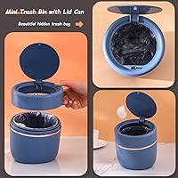 Vista 6 de Mini bote de basura con tapa, negro, prensa, polipropileno, escritorio, oficina, tocador, mesa de café